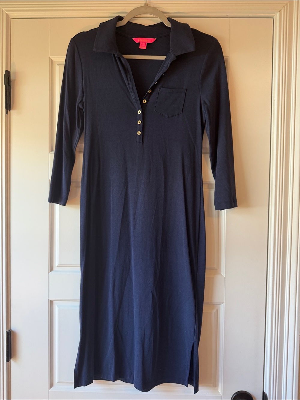 Lilly Pulitzer Navy Collared Midi Polo Dress